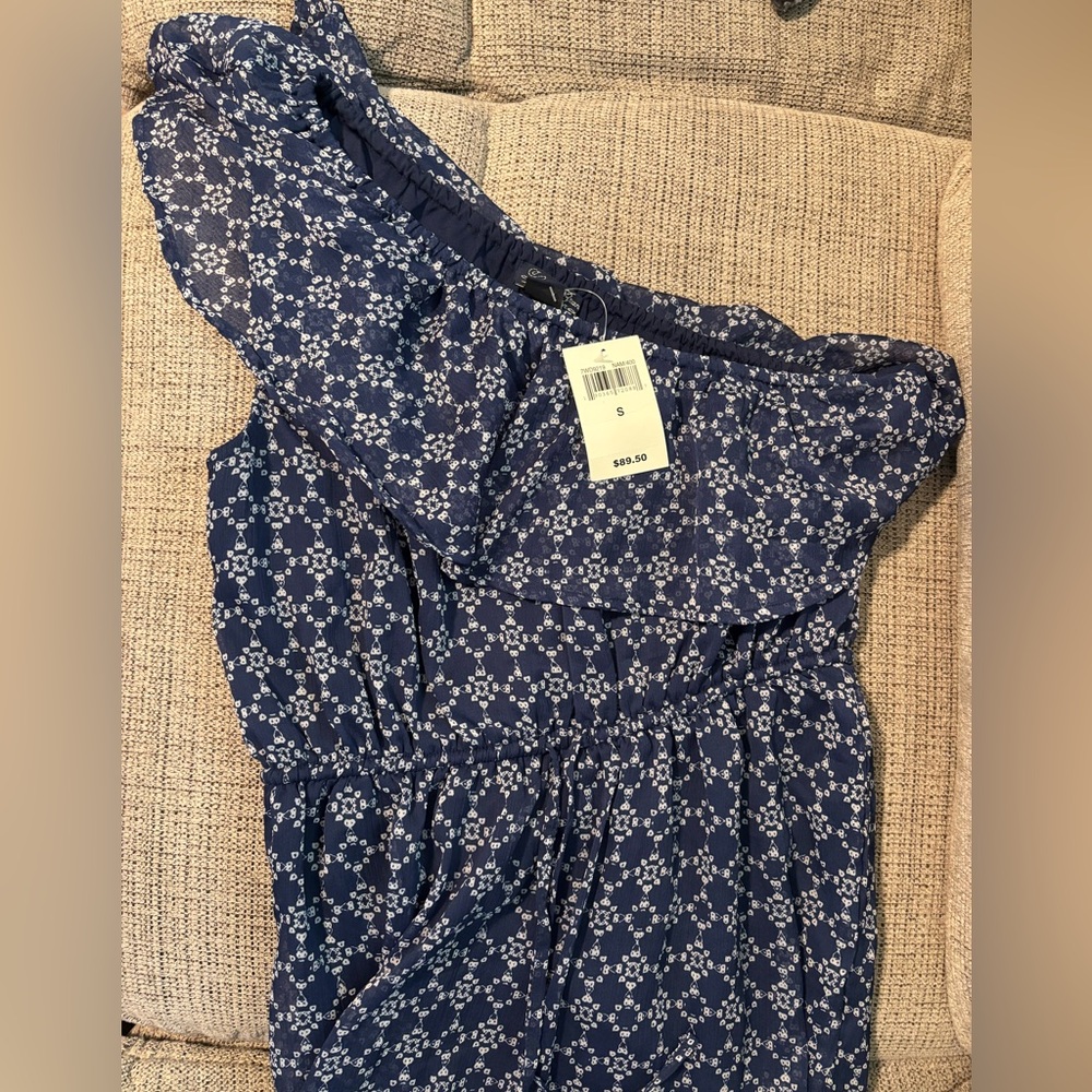 Lucky Brand One-Shoulder Blue Floral Dress NWT small